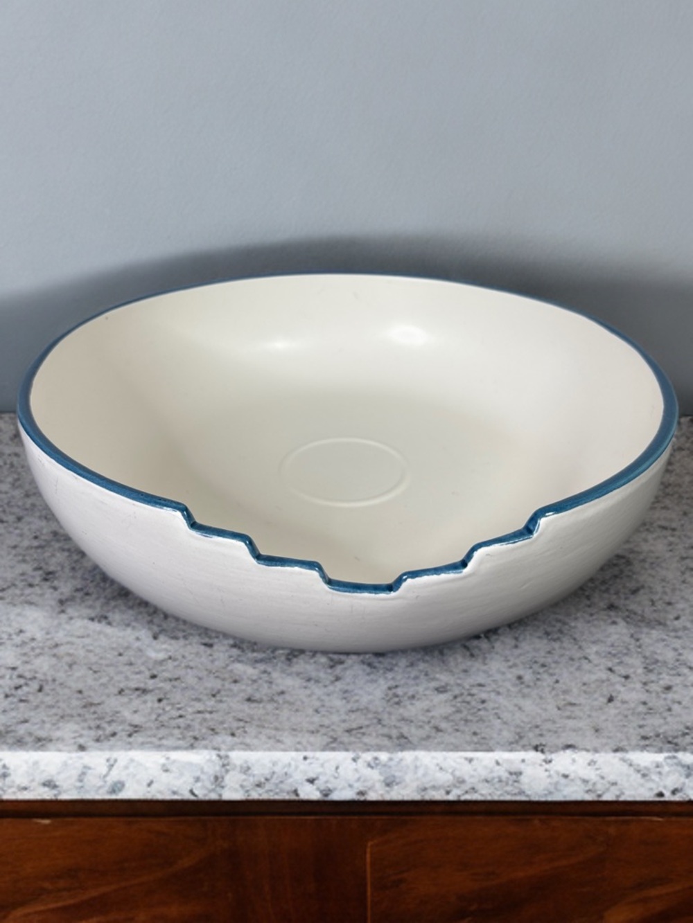 Vtg Treasure Craft Taos White Stoneware Large Serving Bowl